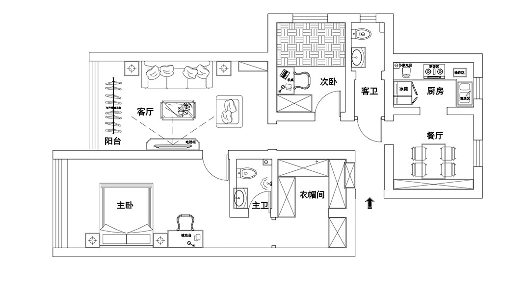 永樂(lè)小區(qū)100㎡四室一廳戶型平面布局圖.jpg